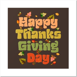 Happy Thanksgiving Day Text Posters and Art